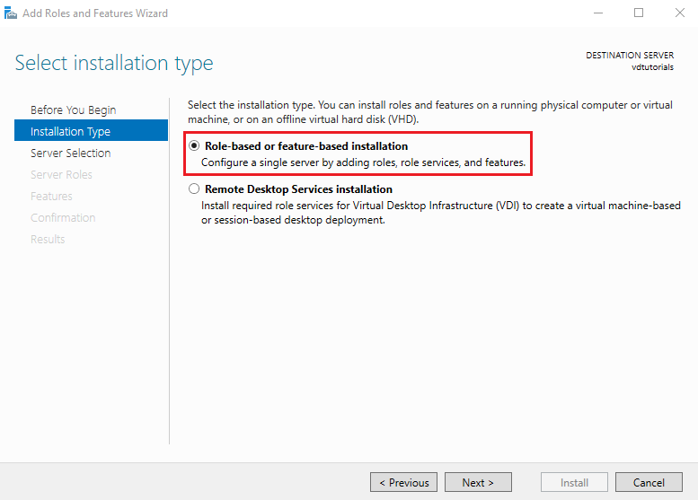 Choose Installation Type